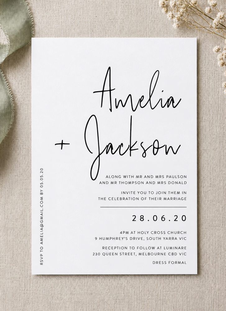 Linear Wedding Invitations - Digital Printing design preview