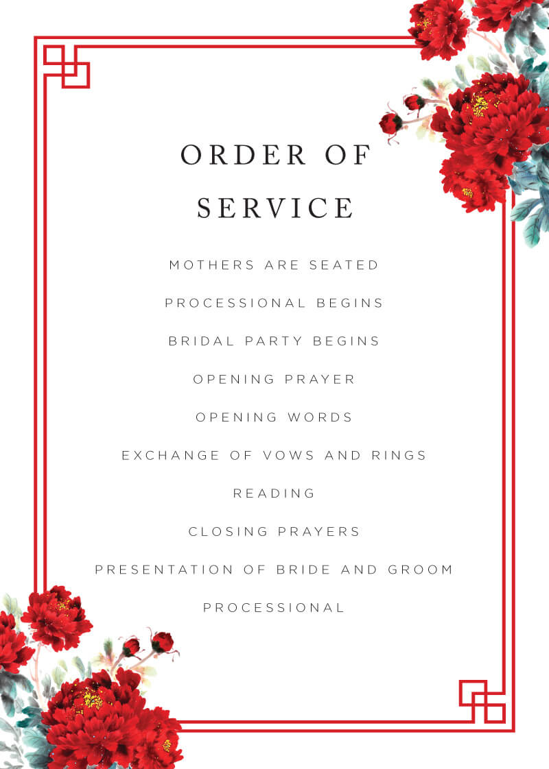 Red Peony - Wedding Programs