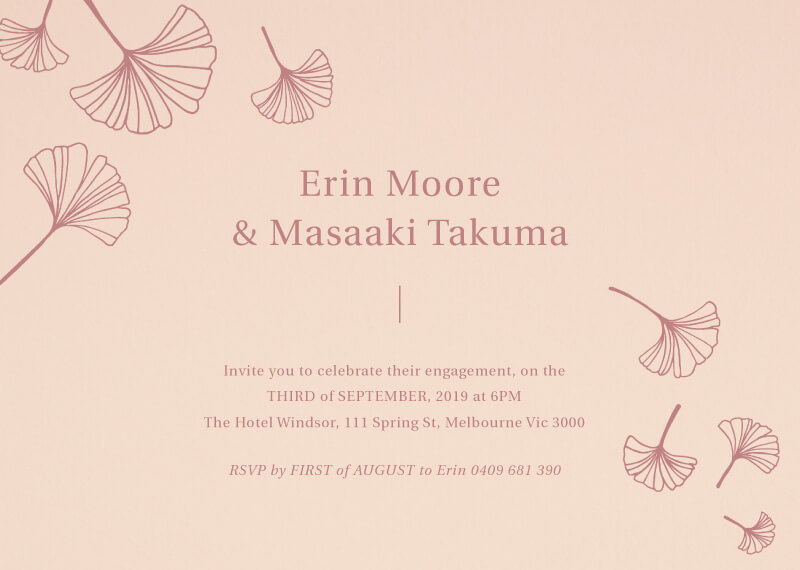 Dancing Ginkgo Engagement Invitations - Digital Printing design preview