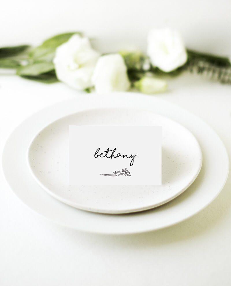 Blanc Bloom Wedding Place Cards - Digital Printing design preview