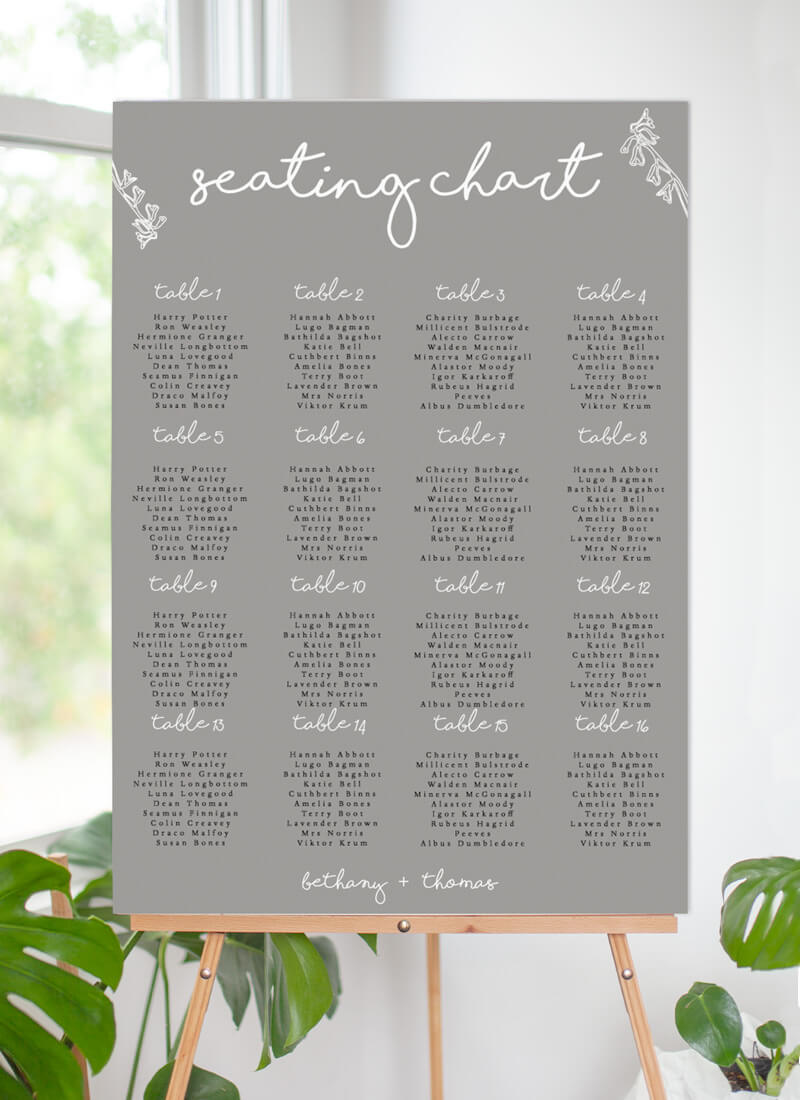 Blanc Bloom Wedding Seating Chart - Digital Printing design preview