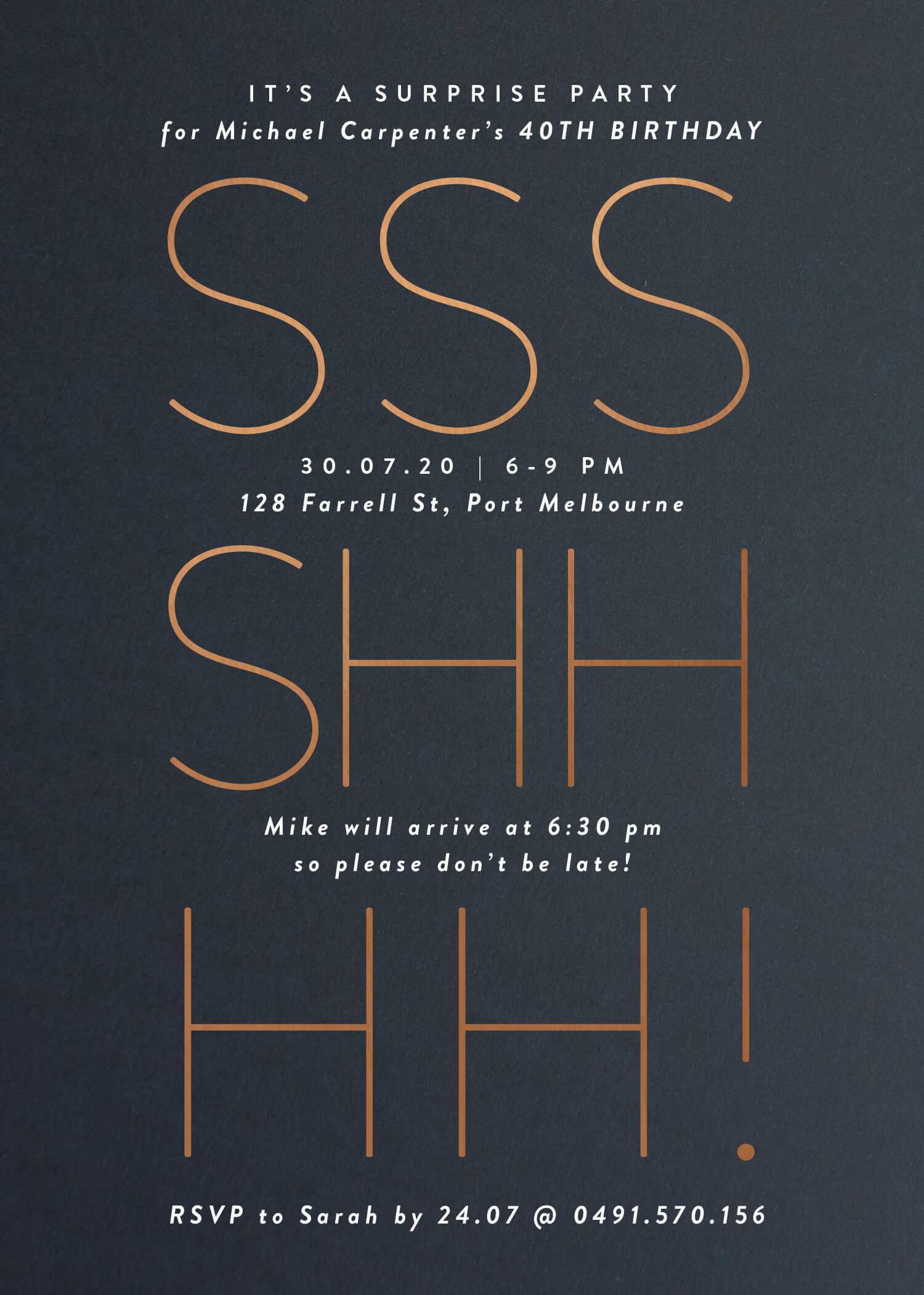 Surprise Birthday Invitations - Colour Stock + Foil design preview