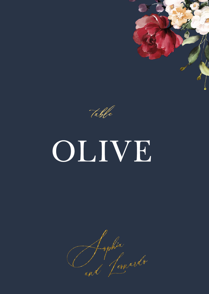 La Butte Table Numbers - Flat Foil design preview