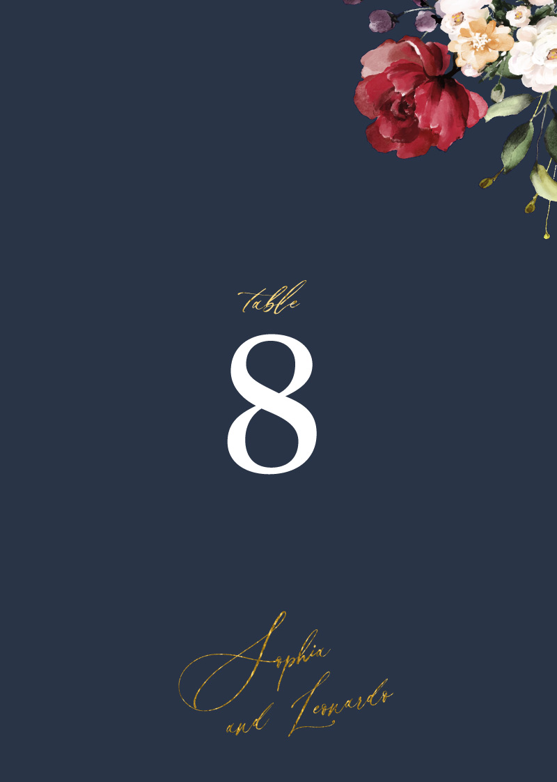 La Butte Table Numbers - Flat Foil design preview