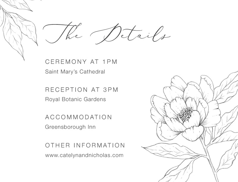 Graphite Blooms Information Cards - Digital Printing design preview