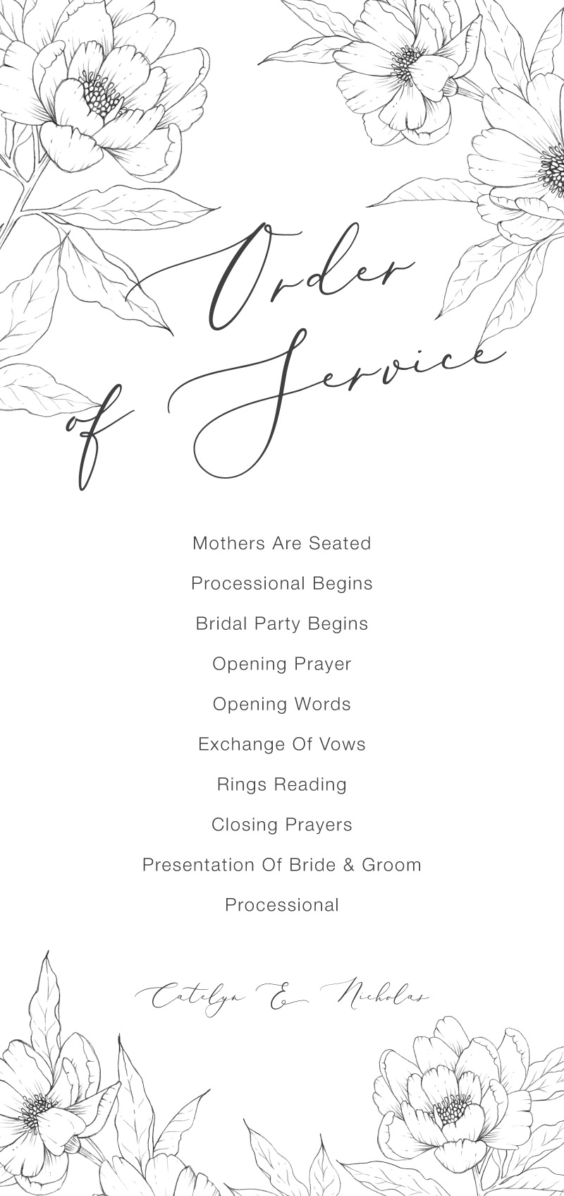 Graphite Blooms Wedding Programs - Digital Printing design preview