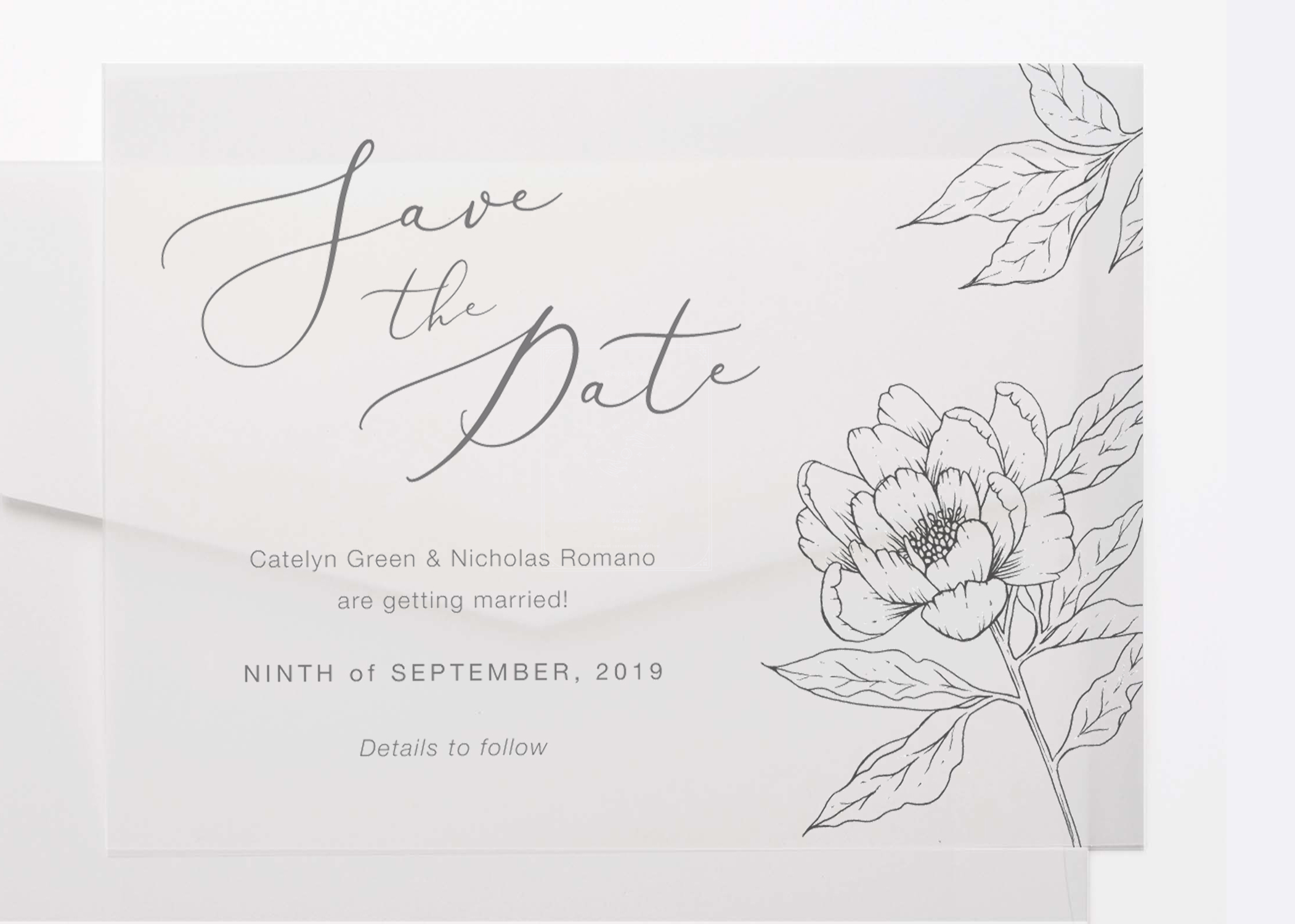 Graphite Blooms Save The Date - Digital Printing design preview