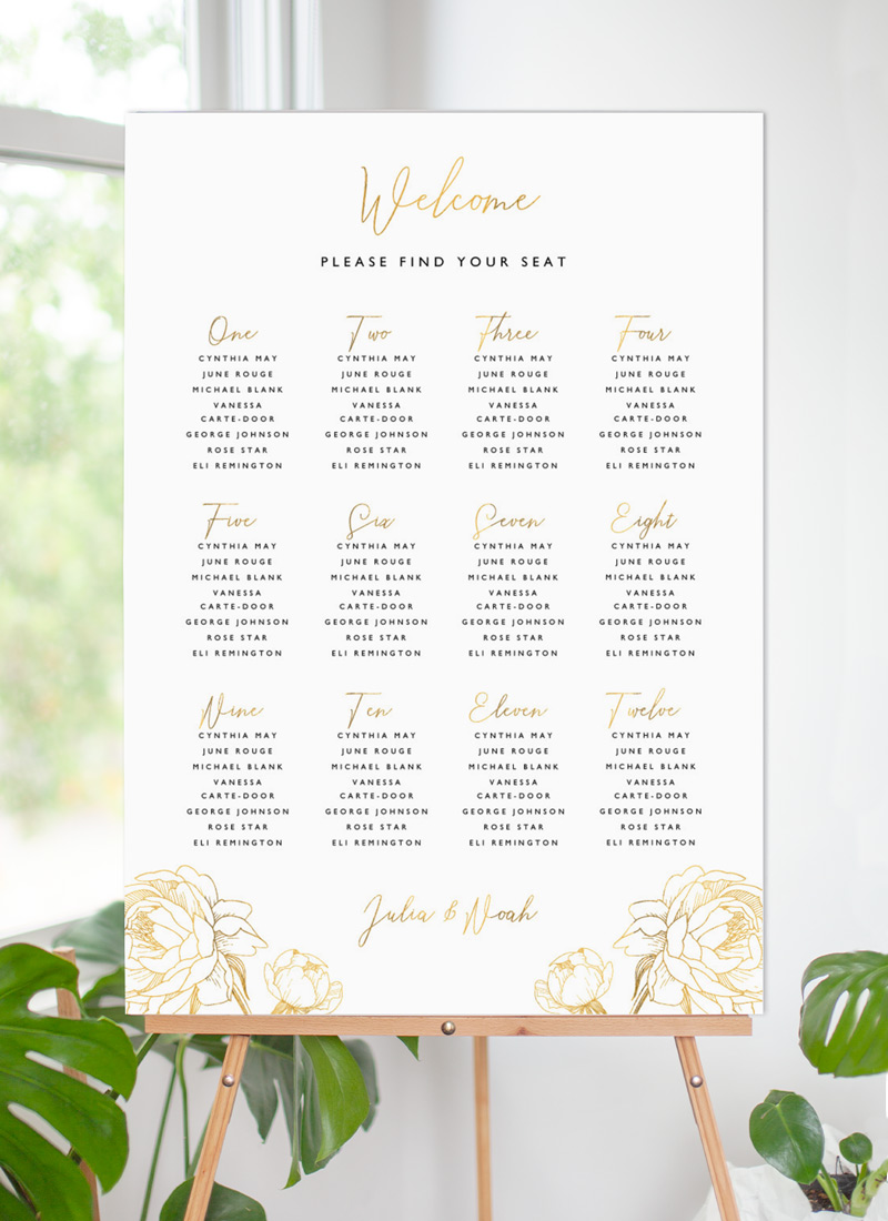Peony Bloom - Wedding Seating Chart