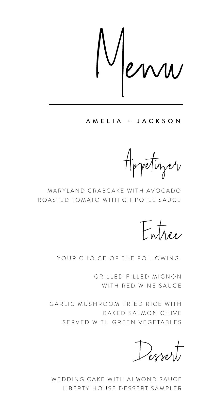 Linear Wedding Menu - Digital Printing design preview