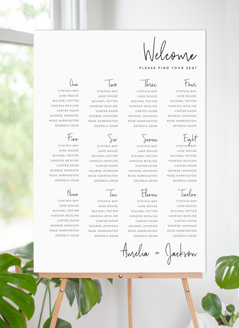 Linear Wedding Seating Chart - Digital Printing design preview