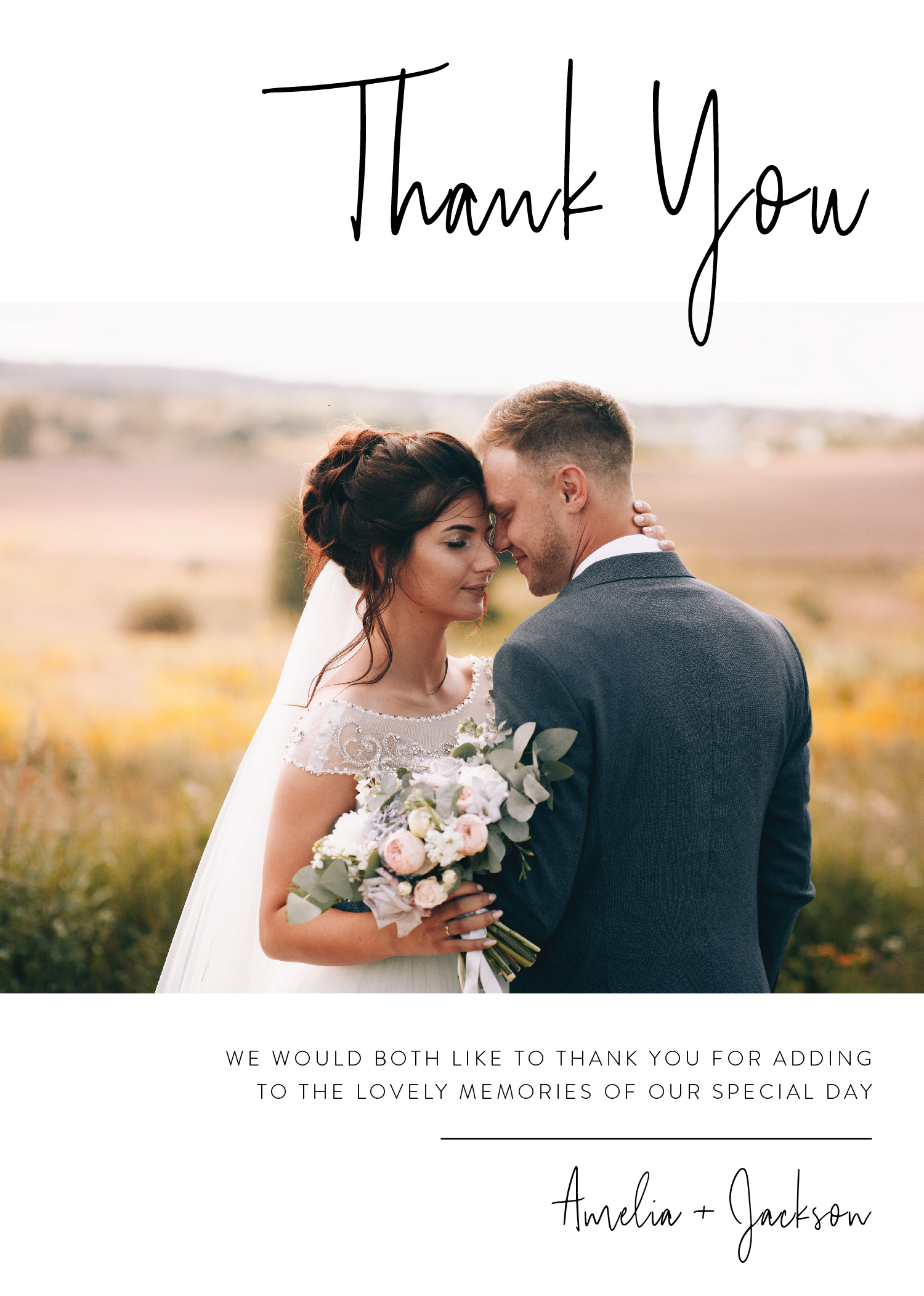 Customise Page Of Linear Digital Printing Wedding Thank You Cards