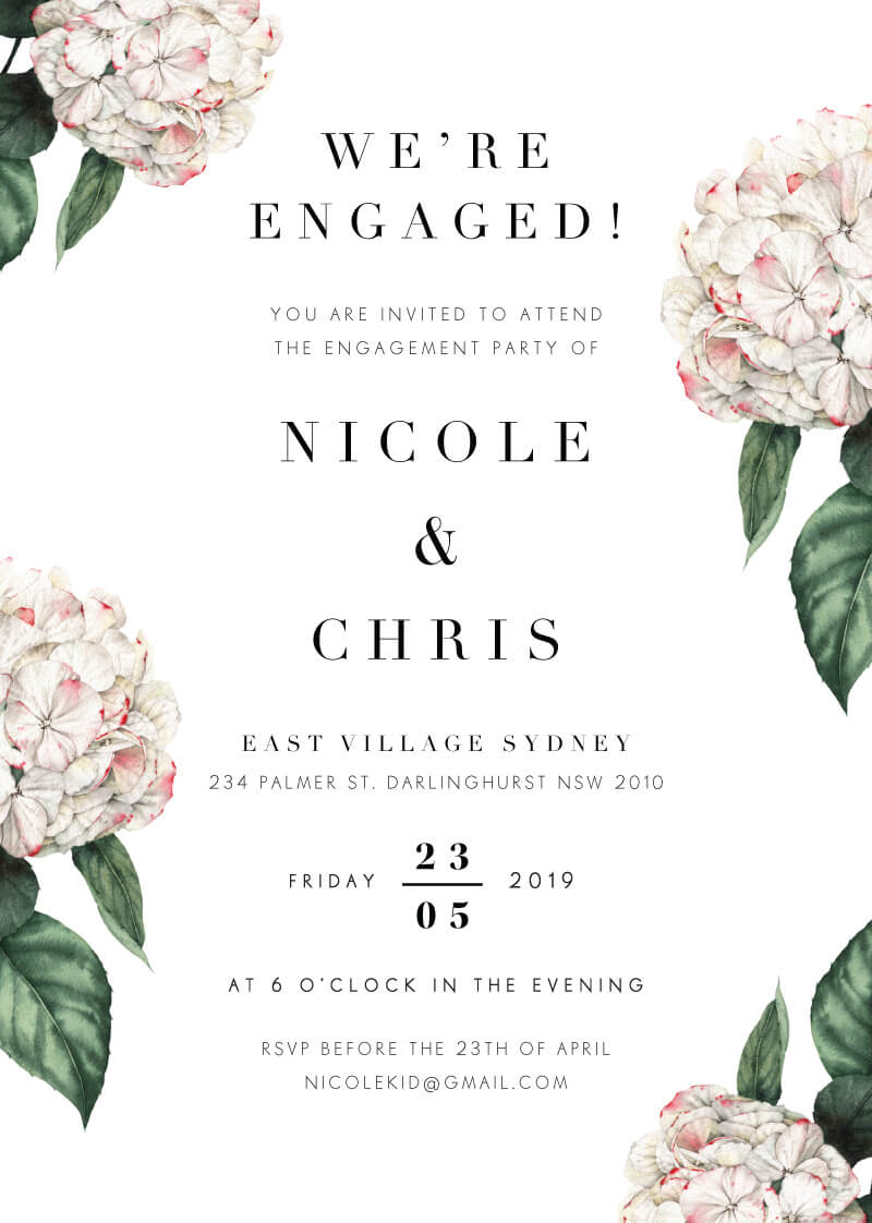 Hydrangea - Engagement Invitations