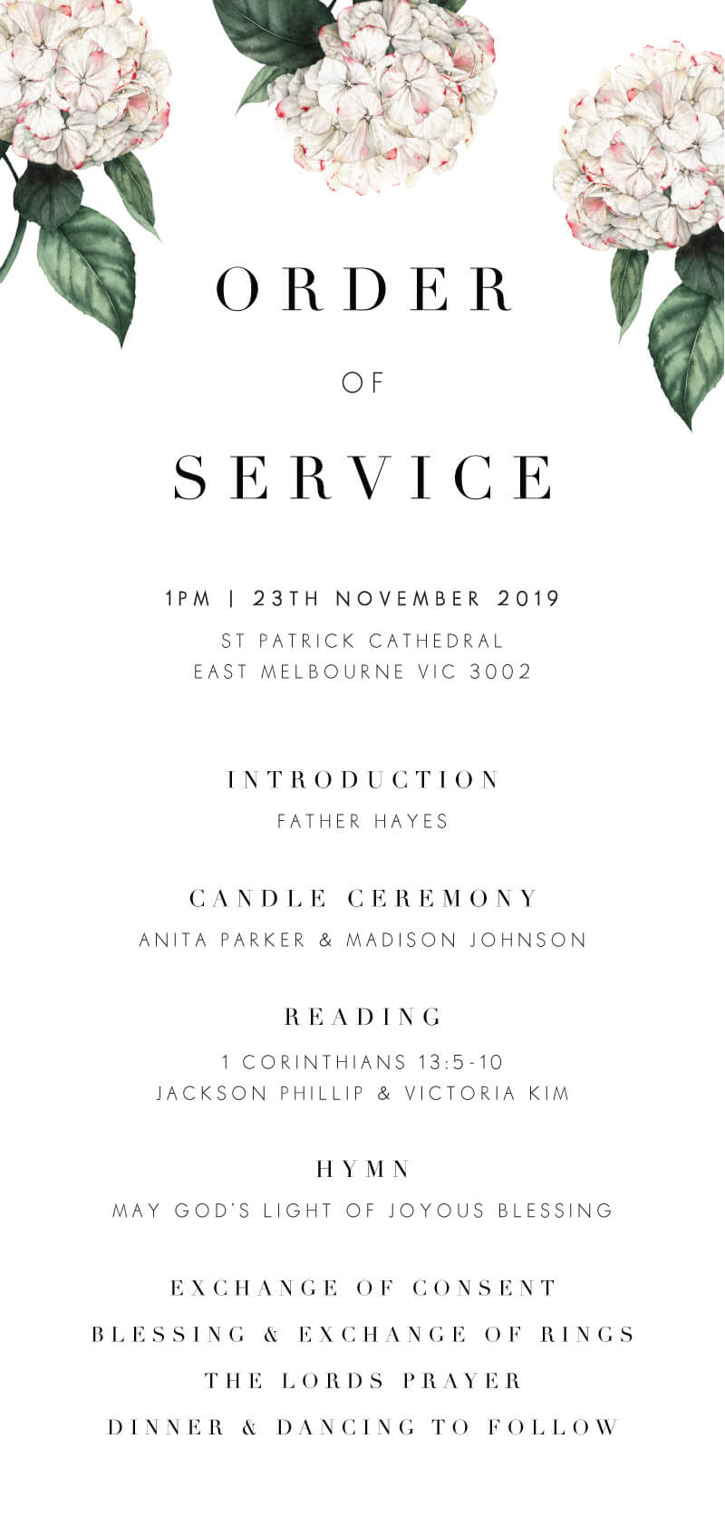 Hydrangea - Wedding Programs