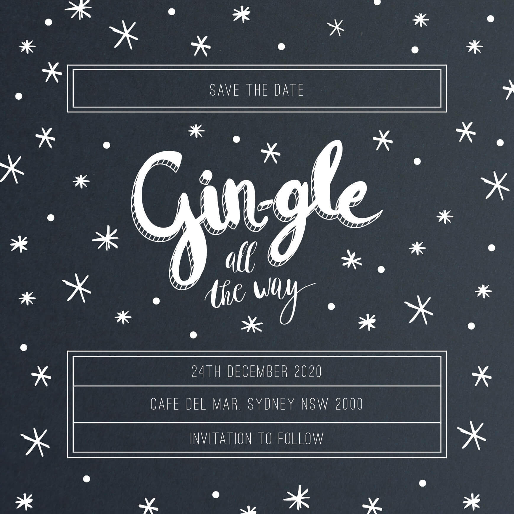 Gin Save The Date - White Ink design preview