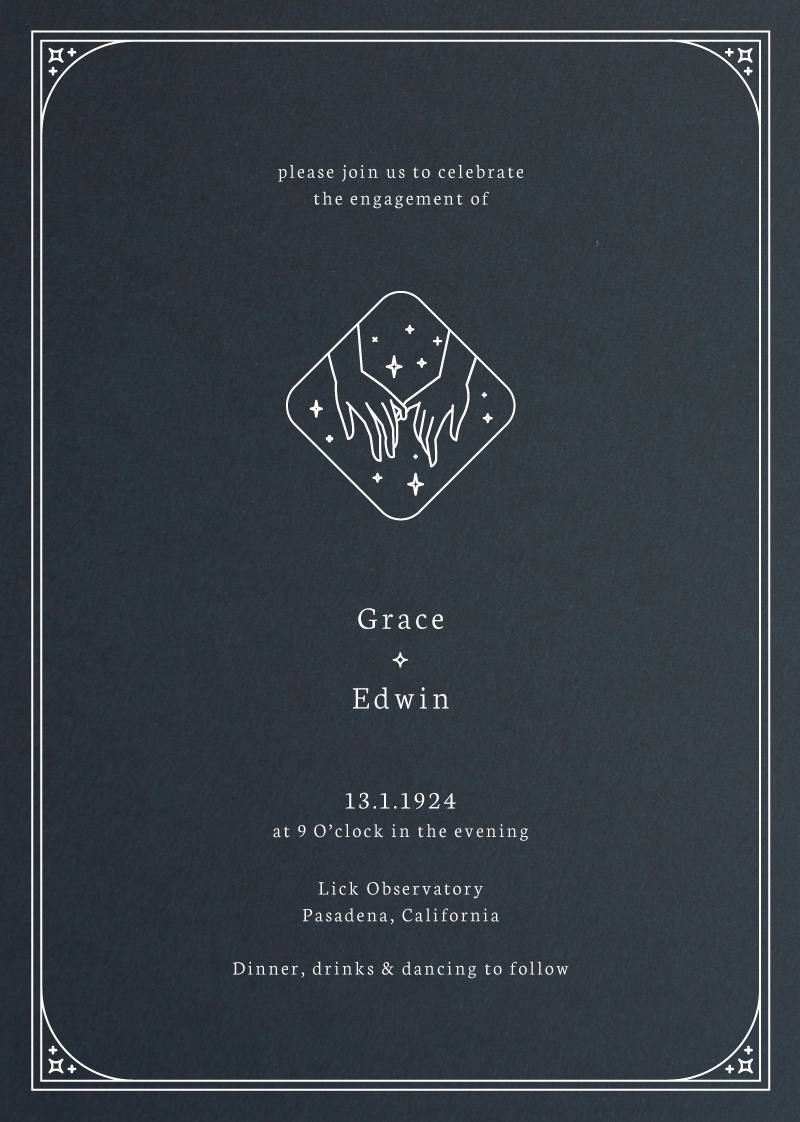 Ad Astra Engagement Invitations - White Ink design preview
