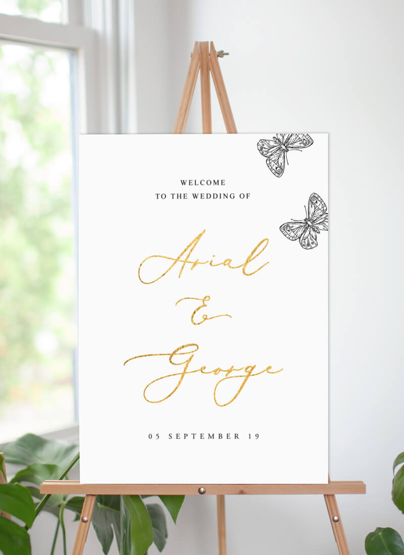 Golden Butterfly - Wedding Signs