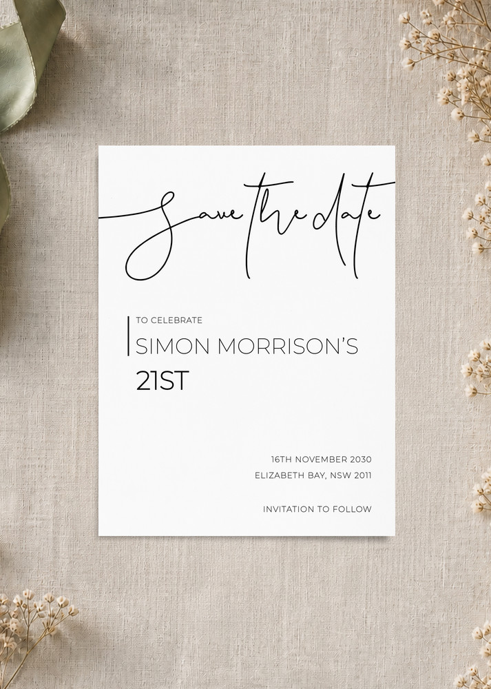 Minimalist Black And White Save The Date - Digital Printing design preview
