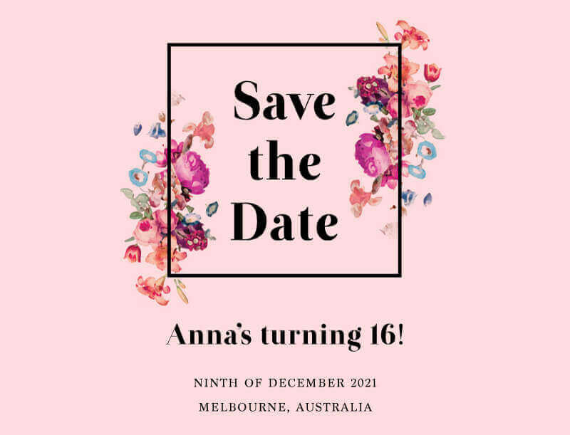 Floral Sweet Sixteen Save The Date - Flat Foil design preview