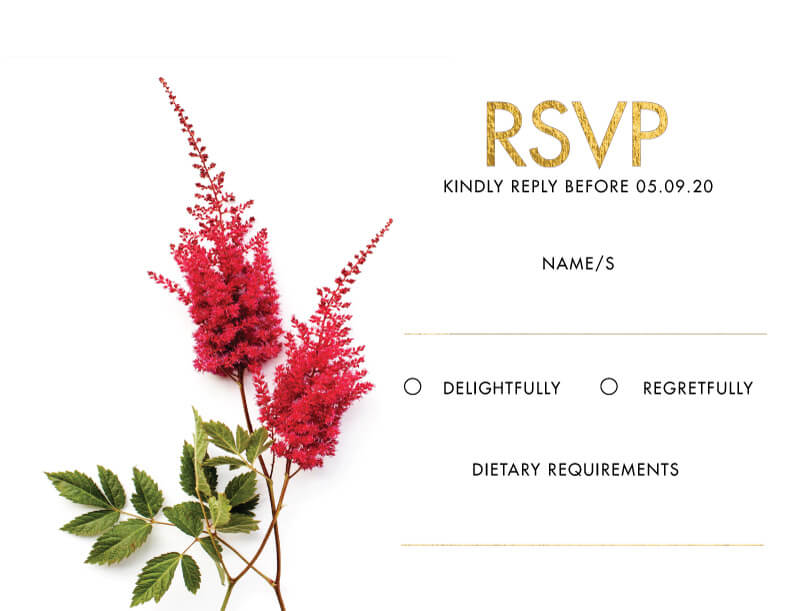 Blooming Red RSVP Cards - Flat Foil design preview