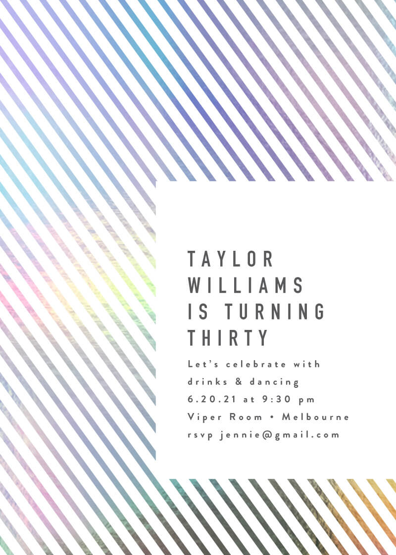 Bold Stripes Birthday Invitations - Flat Foil design preview