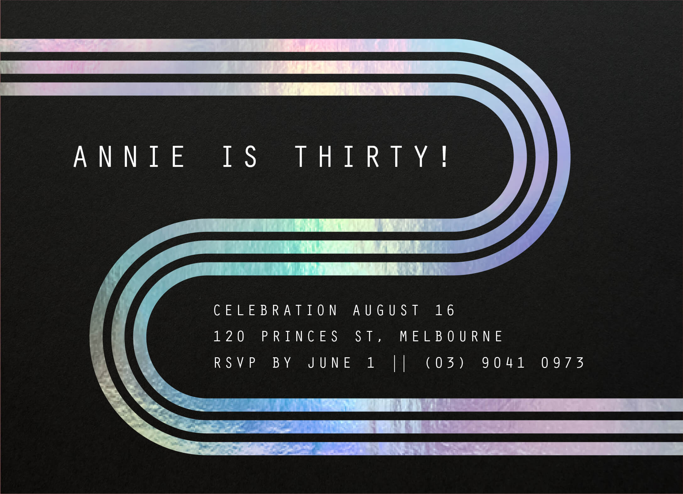 Modern Curve Birthday Invitations - Colour Stock + Foil design preview