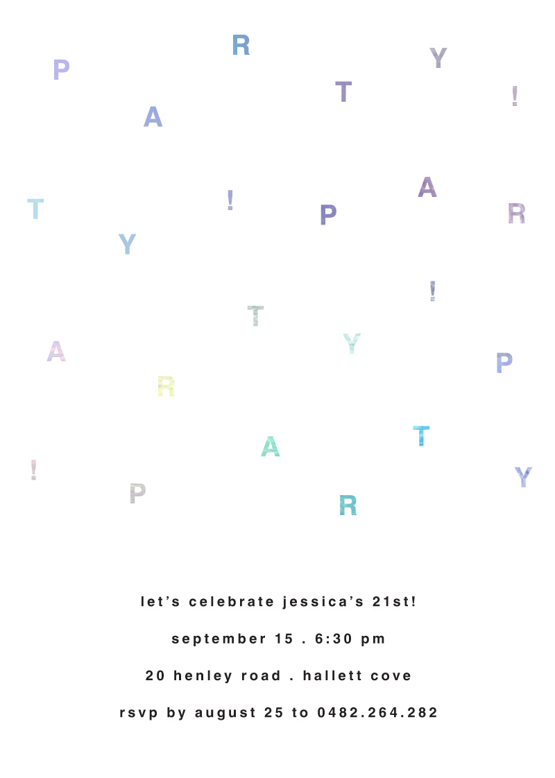 Word Confetti - Birthday Invitations