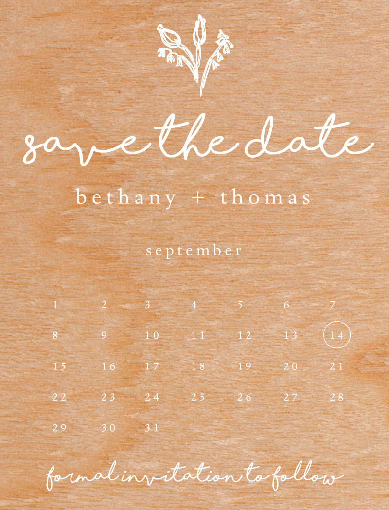 Calendar Save The Date Cards