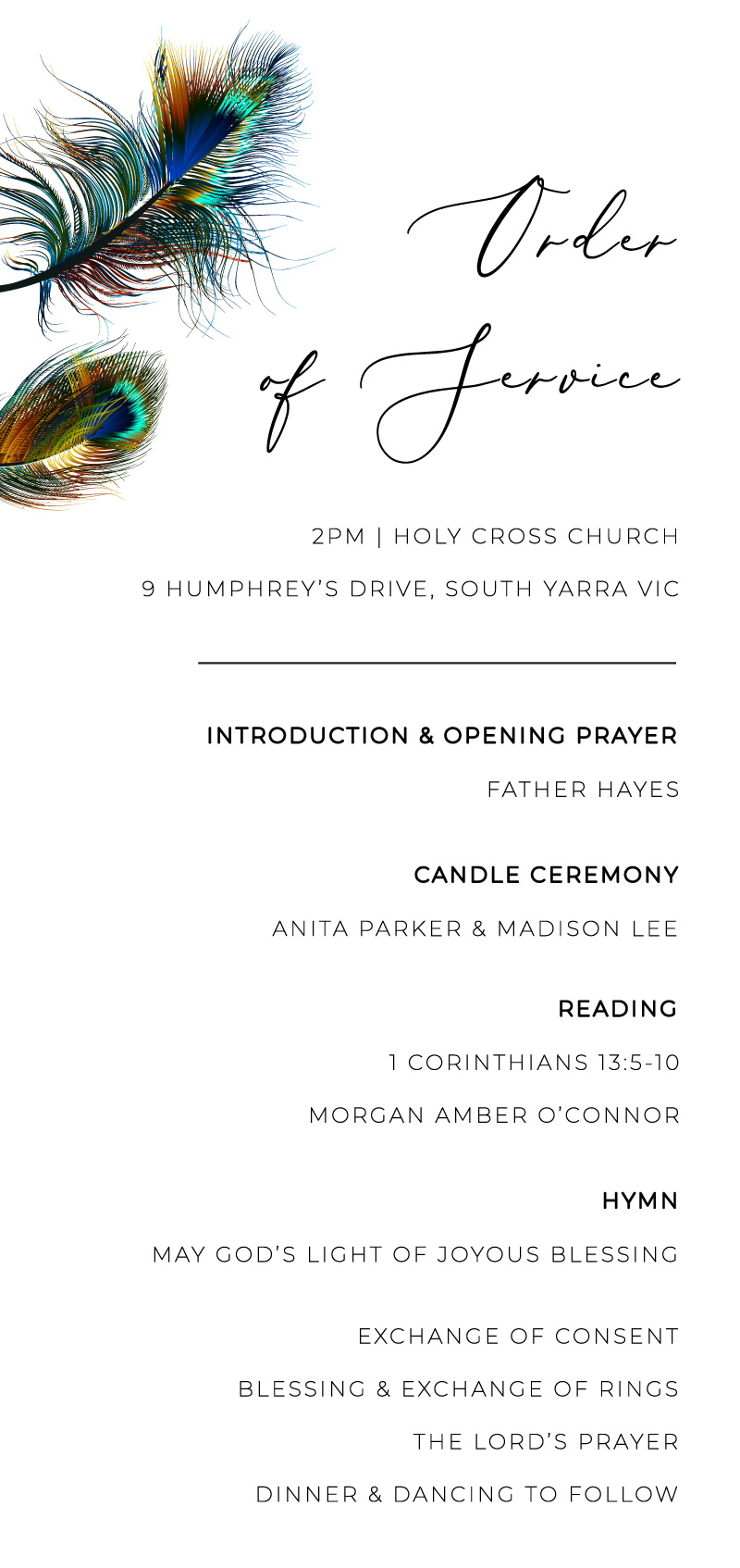 Peacock Blue - Wedding Programs