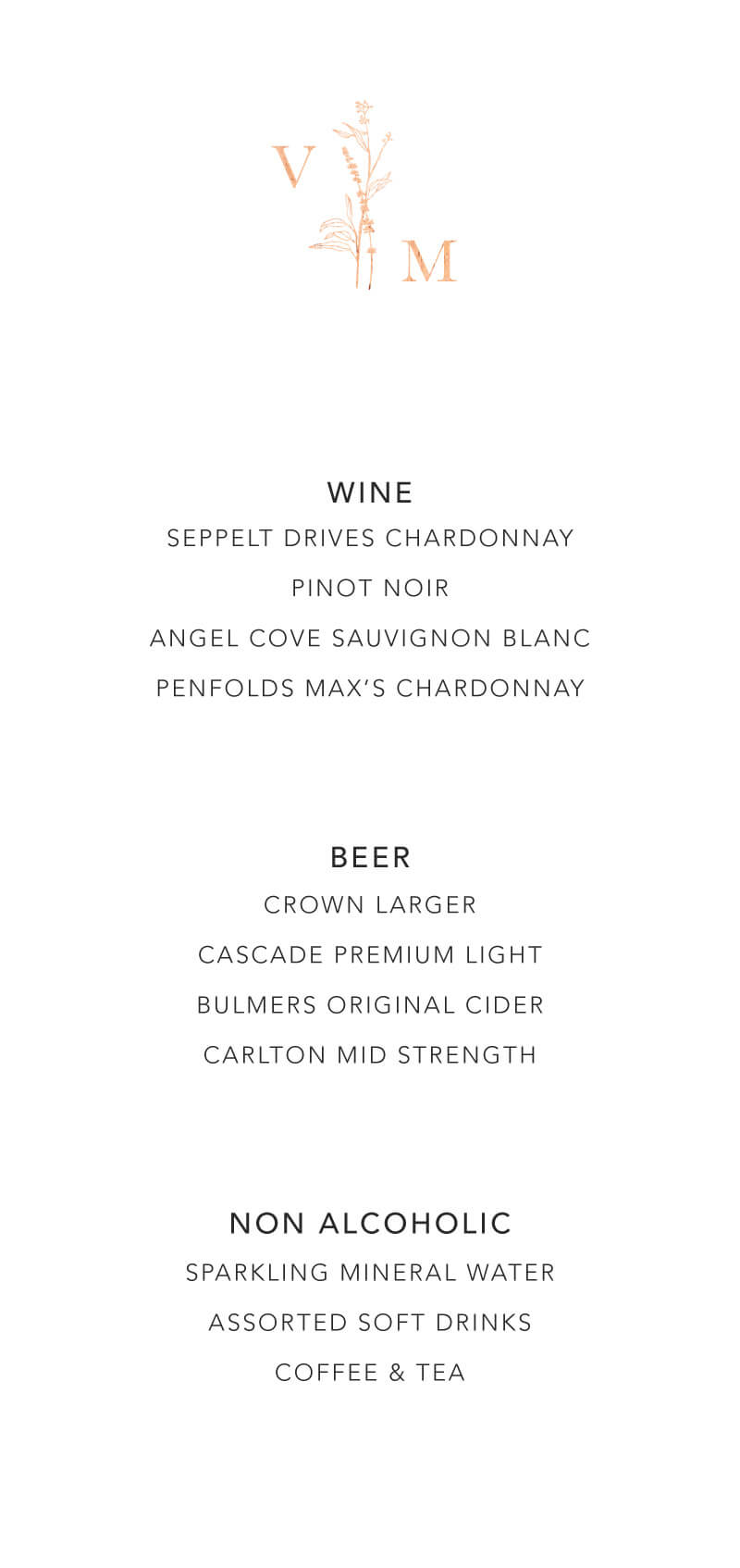Dark Romance Wedding Menu - Flat Foil design preview