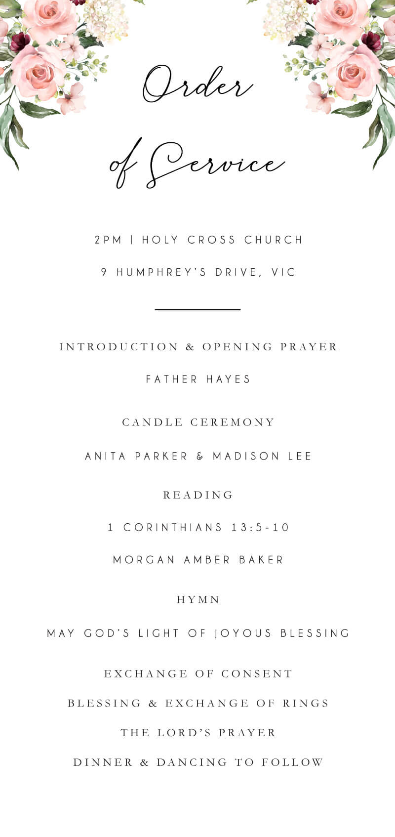 Burnt Butter Cakes Wedding Programs - Digital Printing design preview
