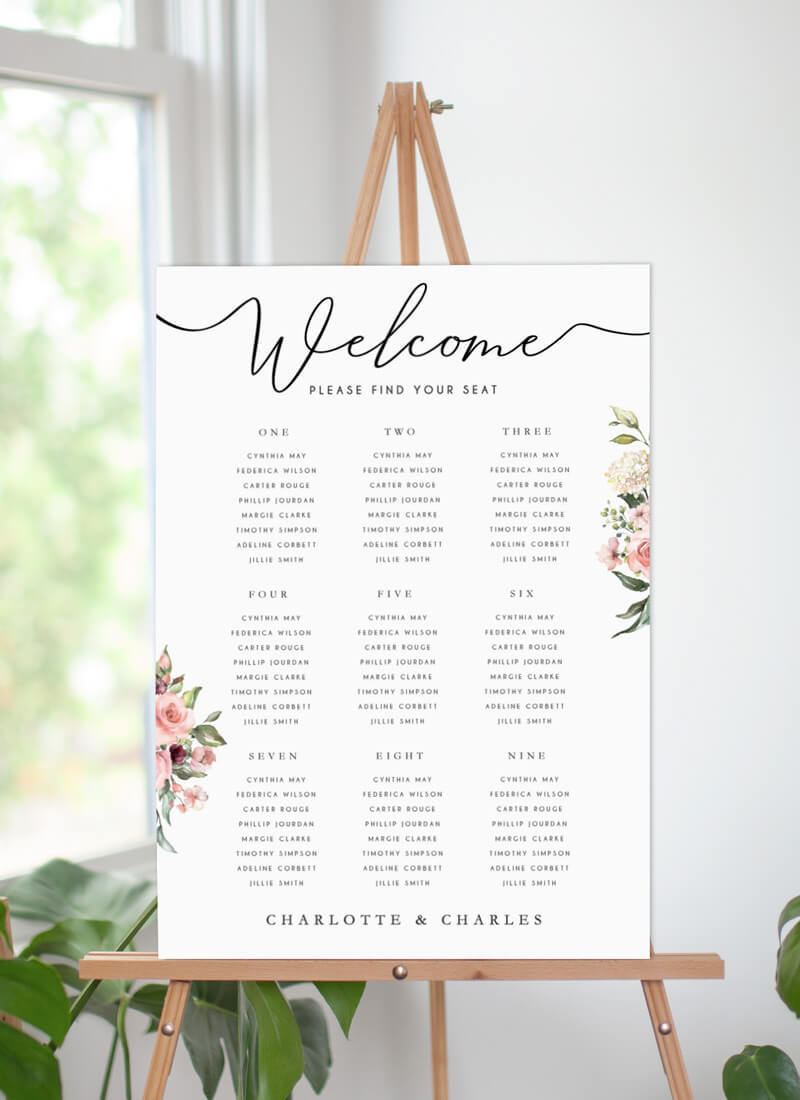 Burnt Butter Cakes Wedding Seating Chart - Digital Printing design preview