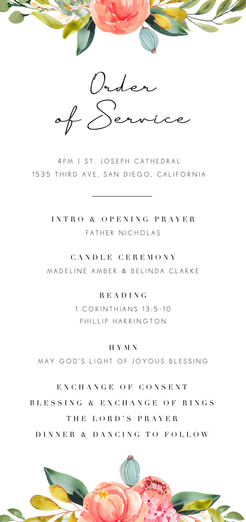 Spring Bouquet - Wedding Programs