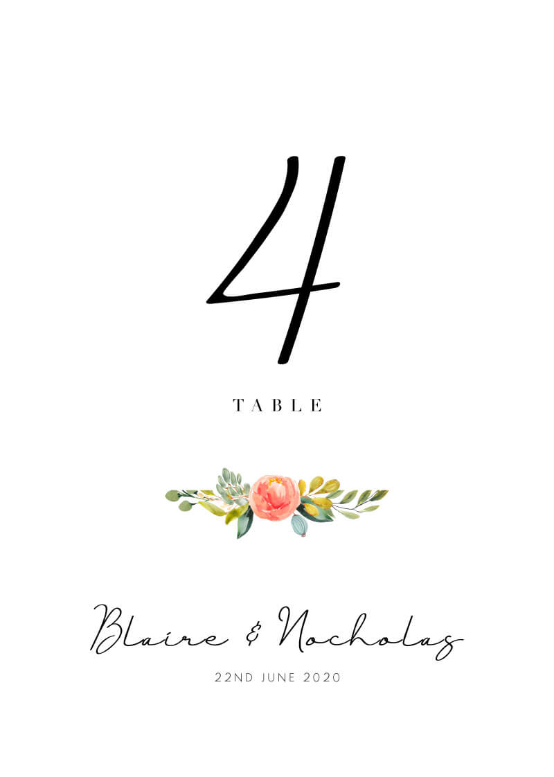 Spring Bouquet Table Numbers - Digital Printing design preview