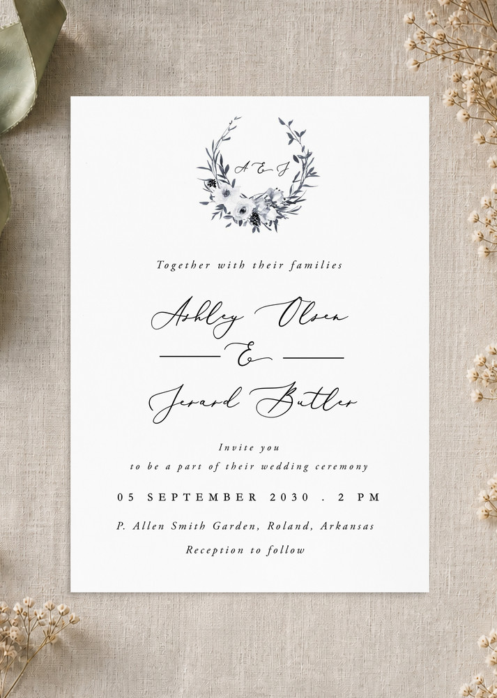 Floral Crown Classic Wedding Invitations - Digital Printing design preview