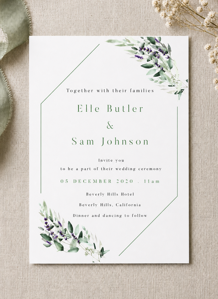 Lavender Leaves - Wedding Invitations