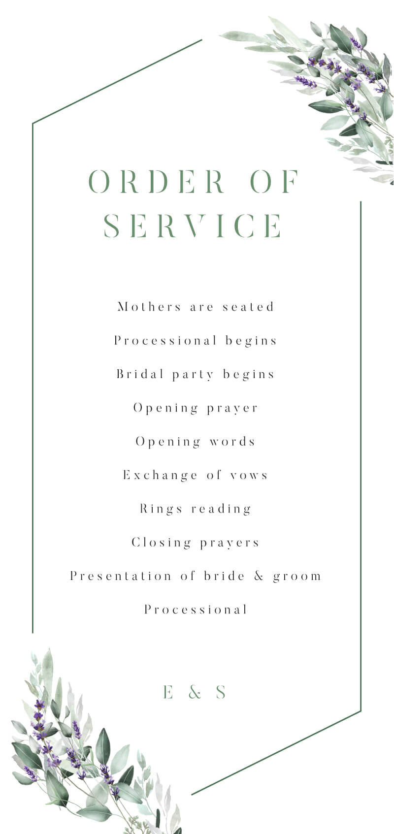 Lavender Leaves - Wedding Programs