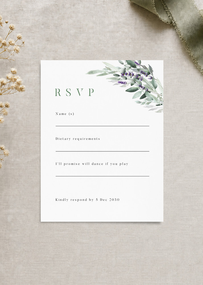 Lavender Leaves - RSVP Cards