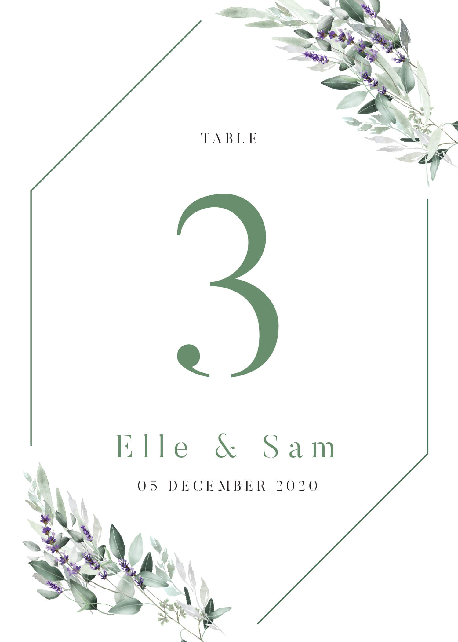 Lavender Leaves - Table Numbers