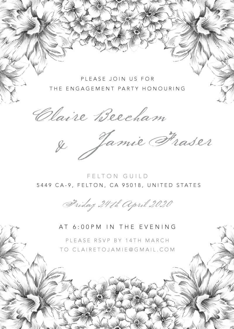 Pencil Floral Crown - Engagement Invitations