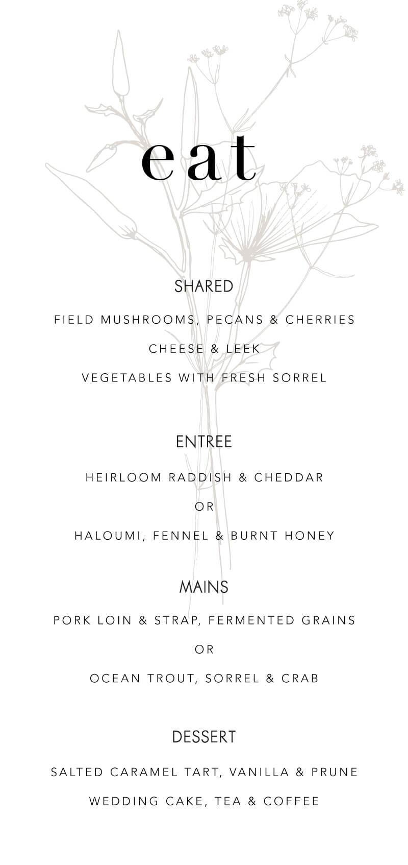 Delilah - Wedding Menu
