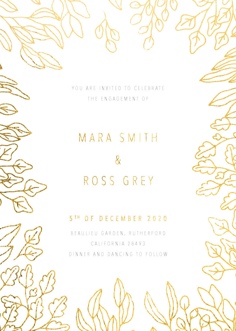 Gold Foil Frame - Engagement Invitations
