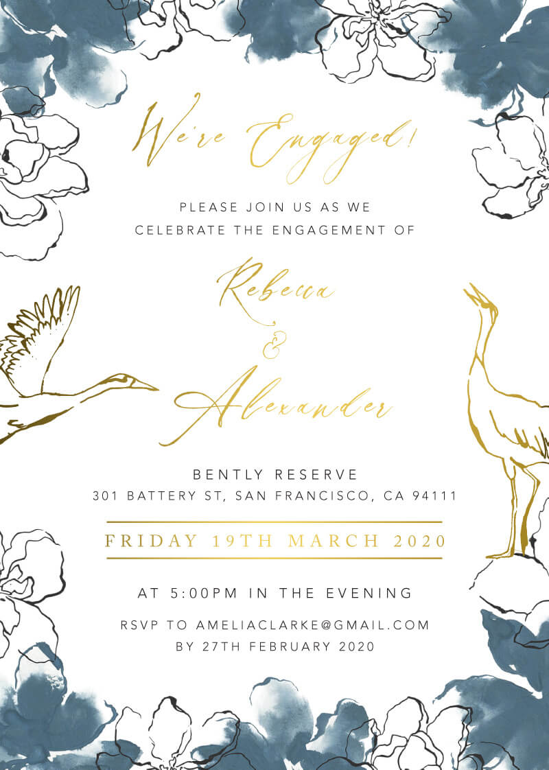 Swan Frame - Engagement Invitations