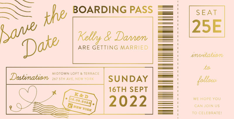 Travel Ticket - Save The Date