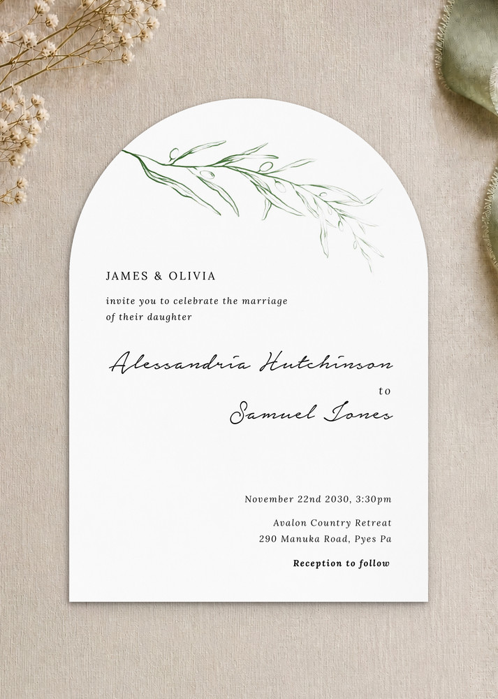 Olive Arch Wedding Invitations - Digital Printing design preview