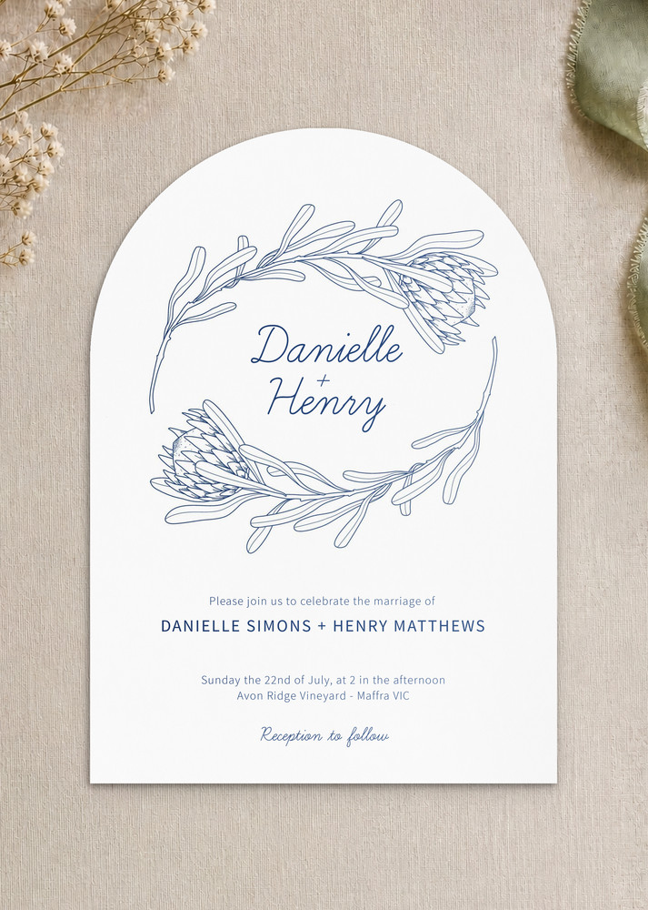 Playful Proteas Wedding Invitations - Digital Printing design preview