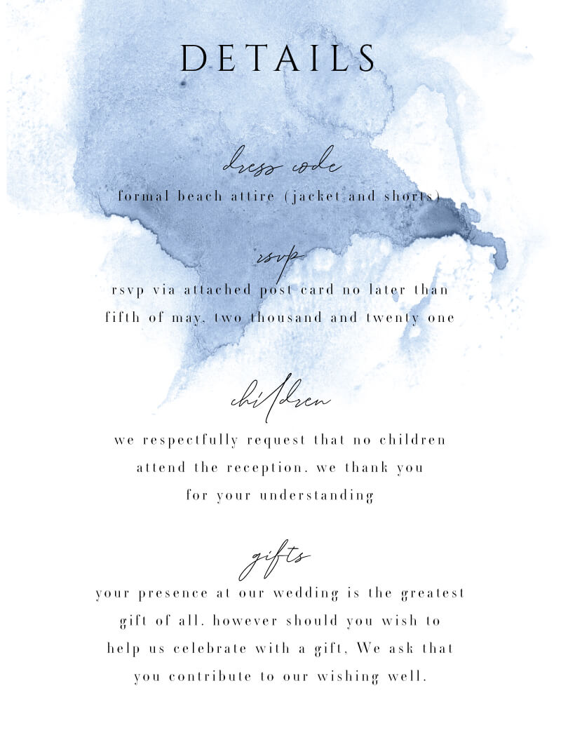 Information Cards Wedding Information Cards