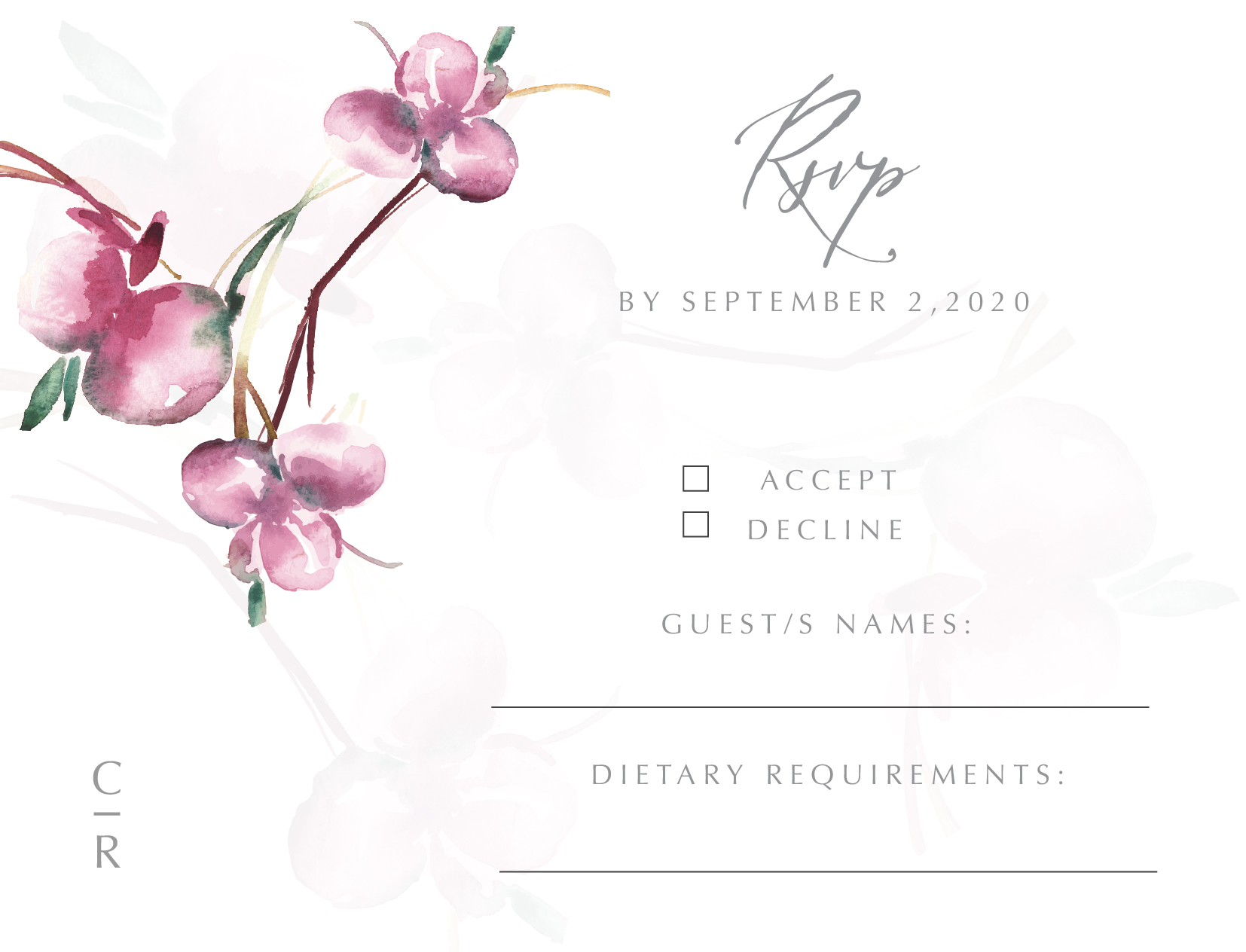 Oriental Romance RSVP Cards - Digital Printing design preview