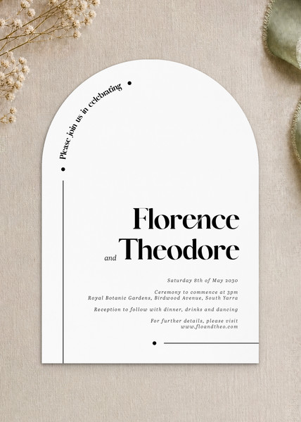 Flow wedding invitation design from Paperlust.