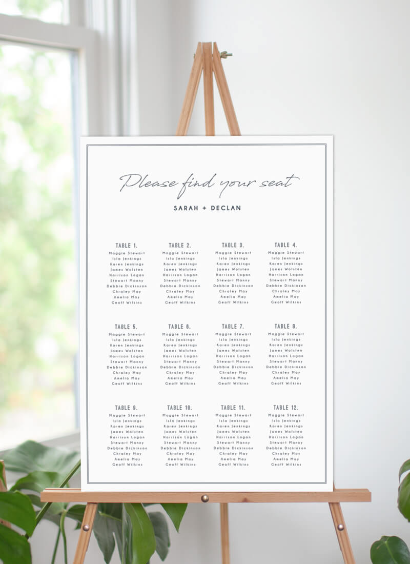 Watsons Bay Hotel Wedding Seating Chart - Digital Printing design preview