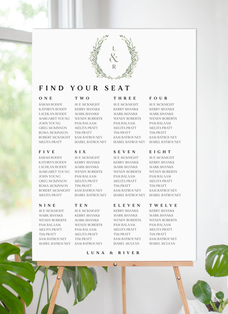 Natural Greenery | Digital Printing | Seating Charts